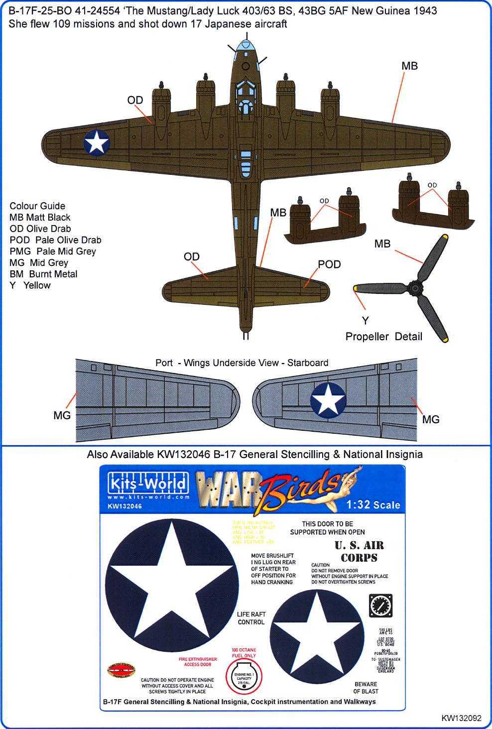 Kits World Decals 1/32 BOEING B-17F FLYING FORTRESS The Mustang | EBay